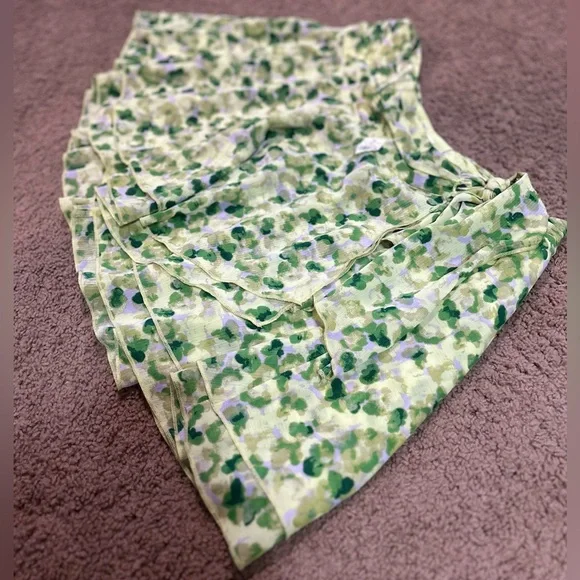 Aerie Green Floral Front Tie Mini Skirt Y2K Summer Size Large NWT - Picture 5 of 8